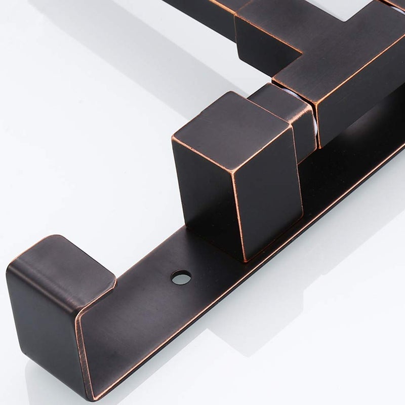 ELLO&ALLO Oil Rubbed Bronze Swing Out Towel Rack for Bathroom Holder Wall Mounted Towel Bars with Hook 3-Arm - Image 3
